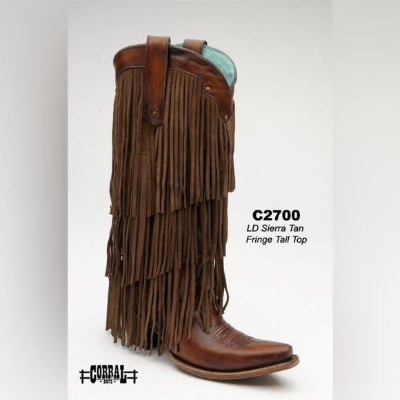 Corral Shoes - corral sierra tan fringe tall boots